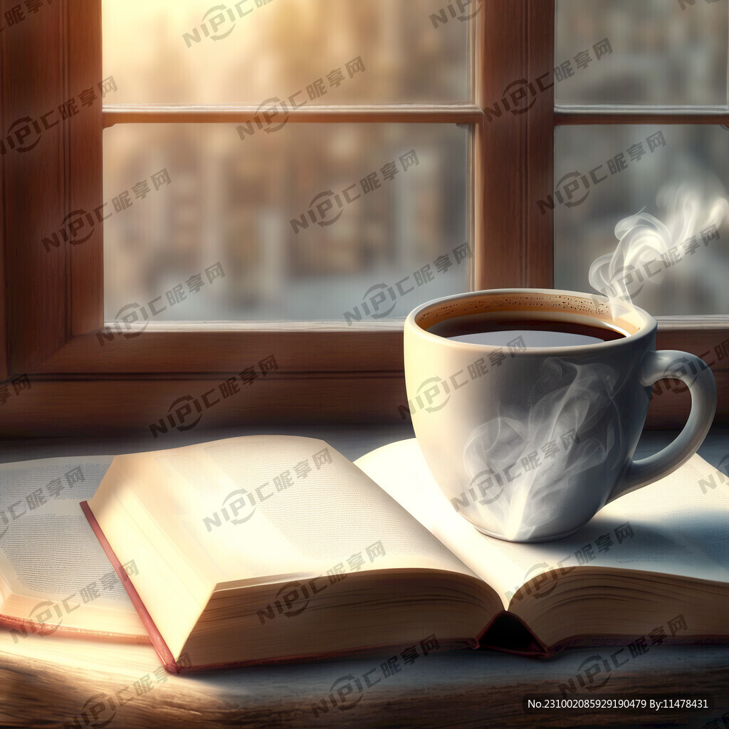 清晨 正在看着一本打开的书