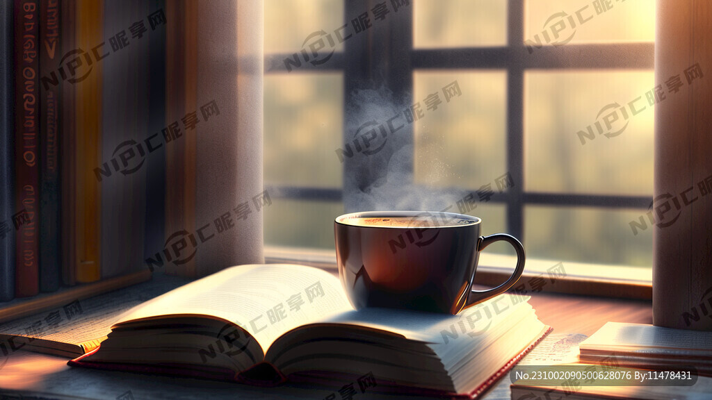 清晨 正在看着一本打开的书