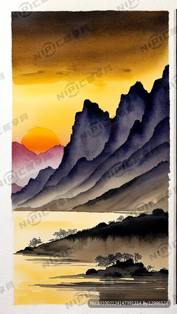 白日依山尽 黄河入海流。摄影图