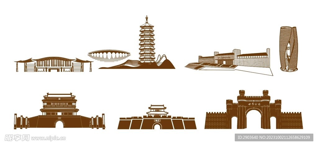 北京丰台区地标建筑剪影