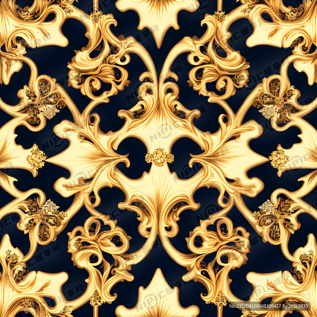 巴洛克风格的数码印花图案