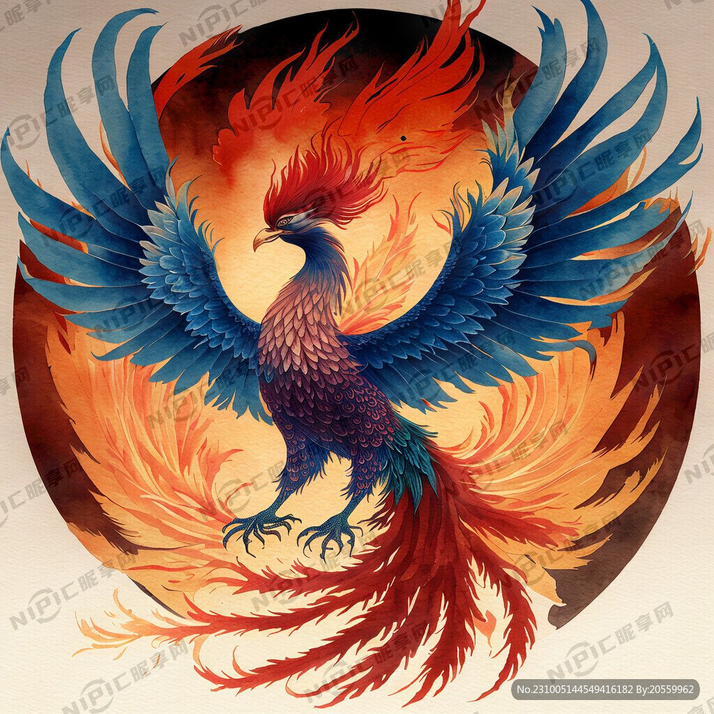 凤 国潮凤凰插画 凤凰尾巴很大