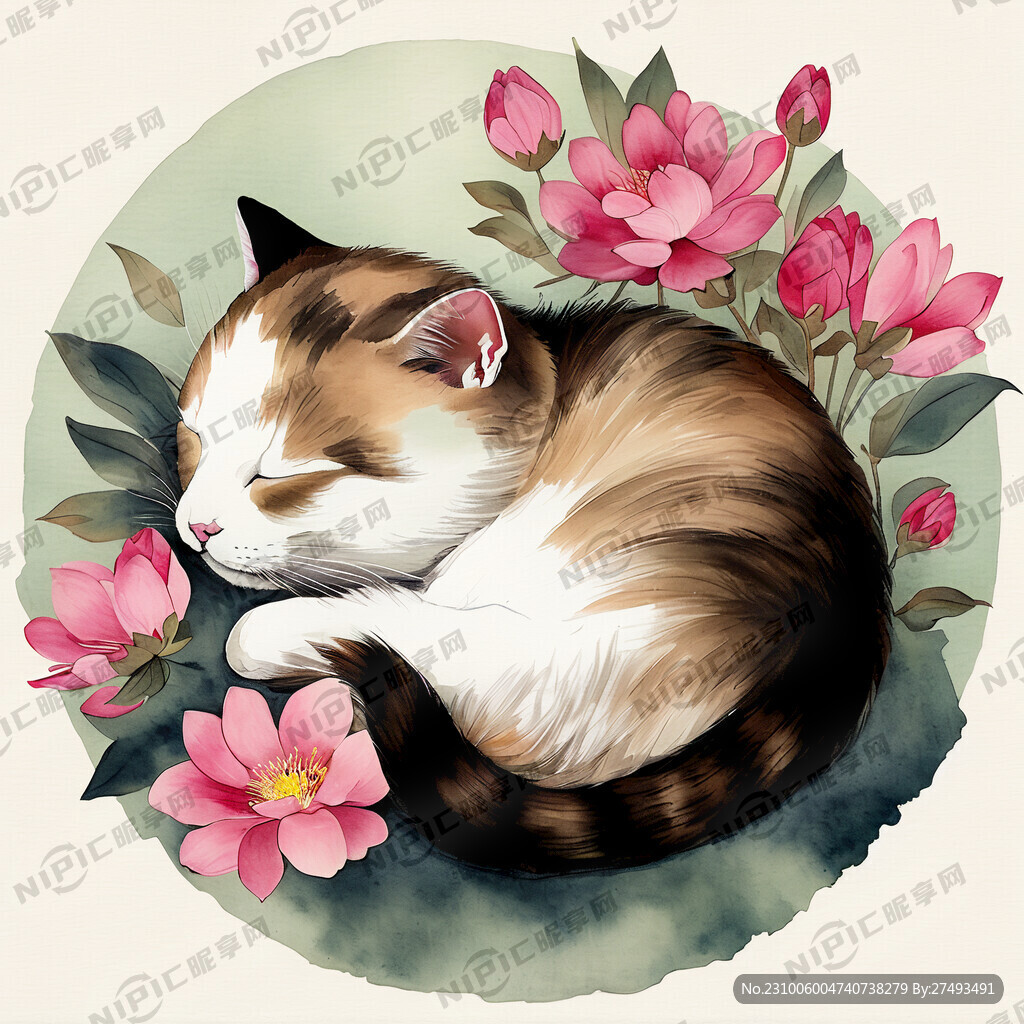 一只睡觉的狸花猫