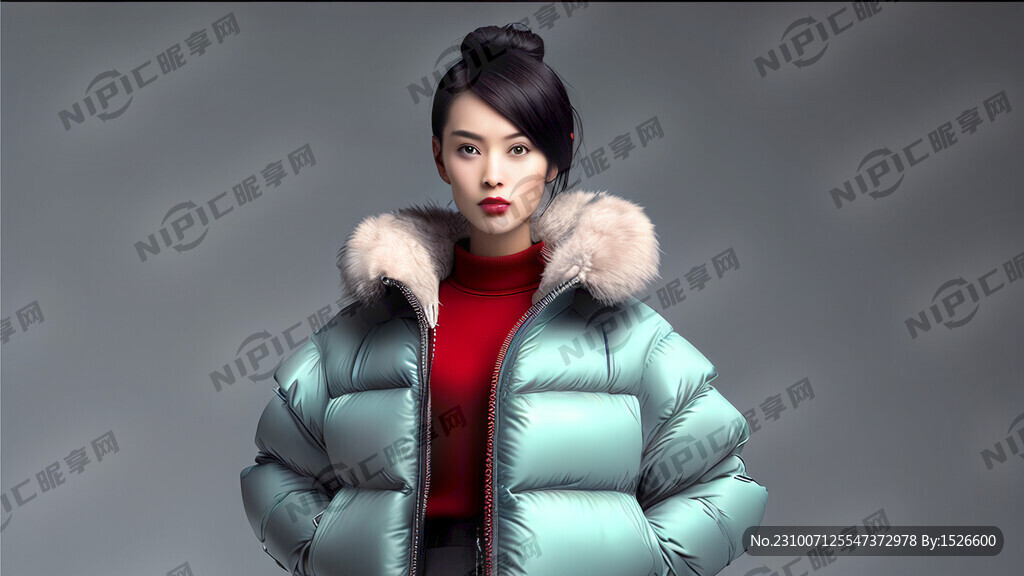 短款羽绒服女装模特漂亮时少女全