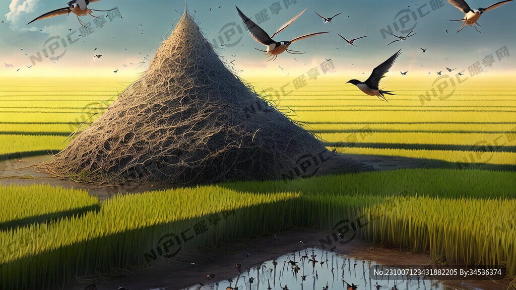 燕窝有稻田 燕子飞 出巢