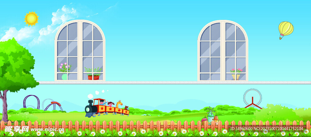 卡通窗户画