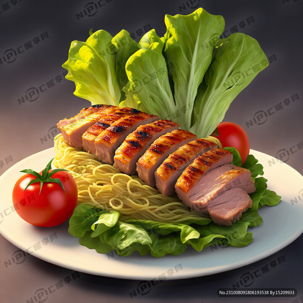 番茄 生菜 烤肉 玉米面