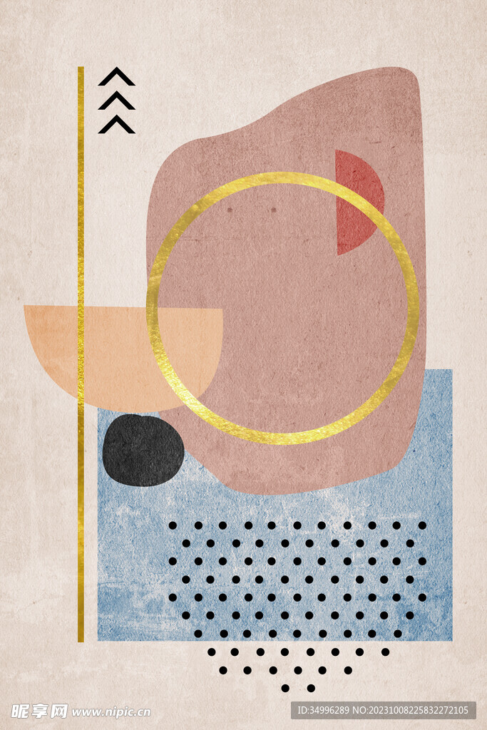 原创手绘现代简约几何客厅装饰画