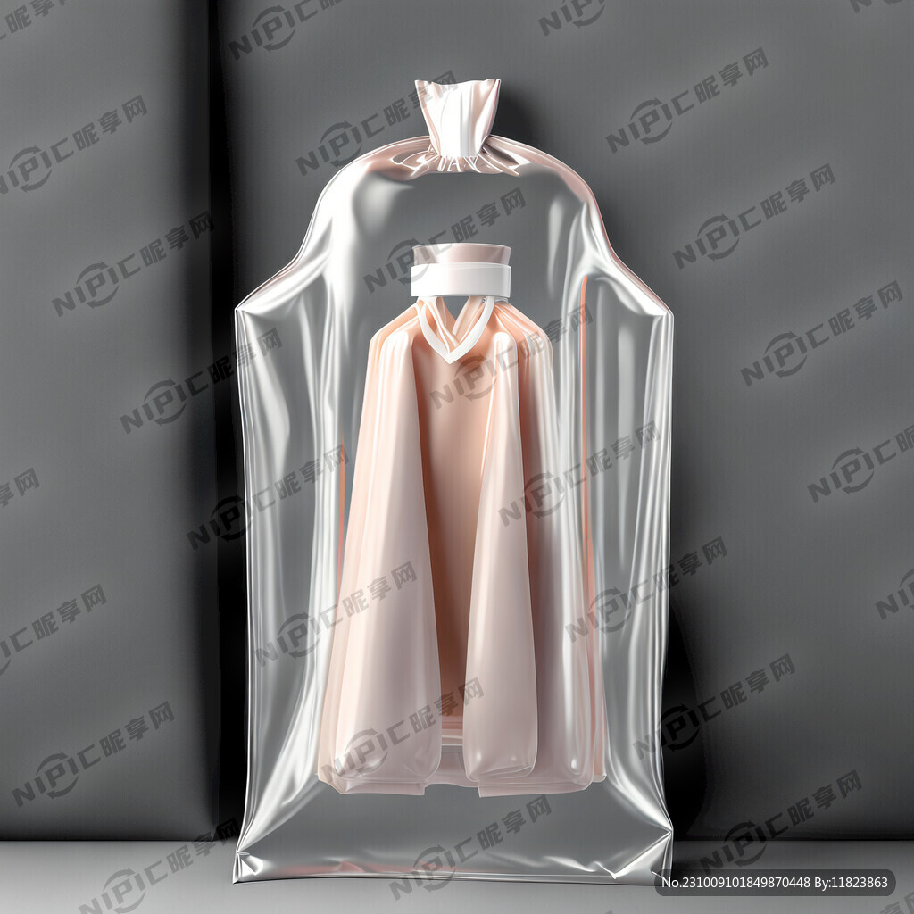 现实服装场景体现透明服装袋