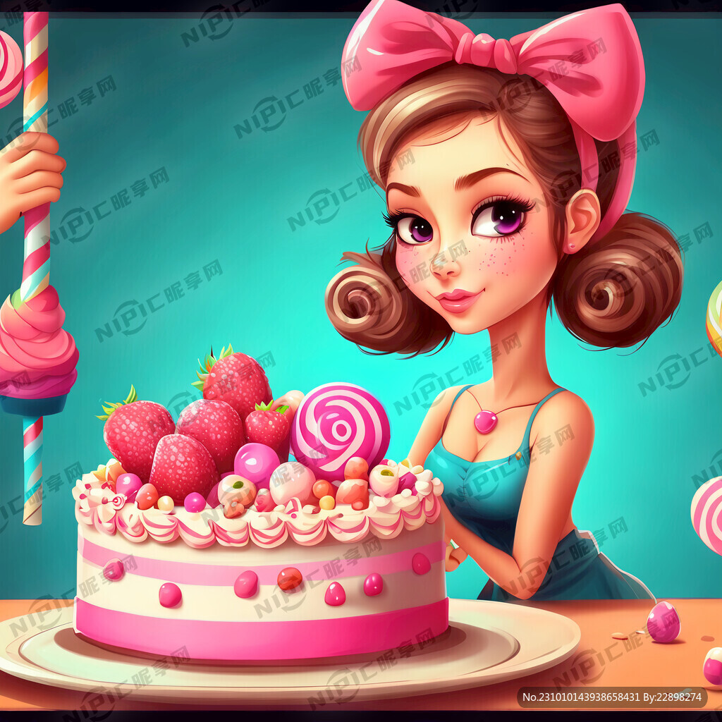 可爱 甜蜜温馨 卡通美女 糖果