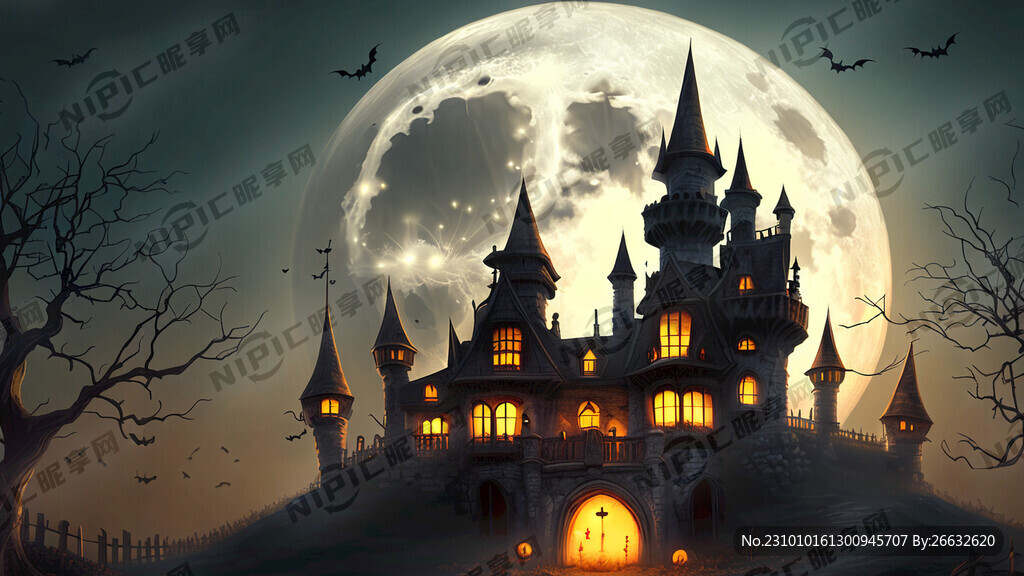 万圣节 魔法 城堡 月亮