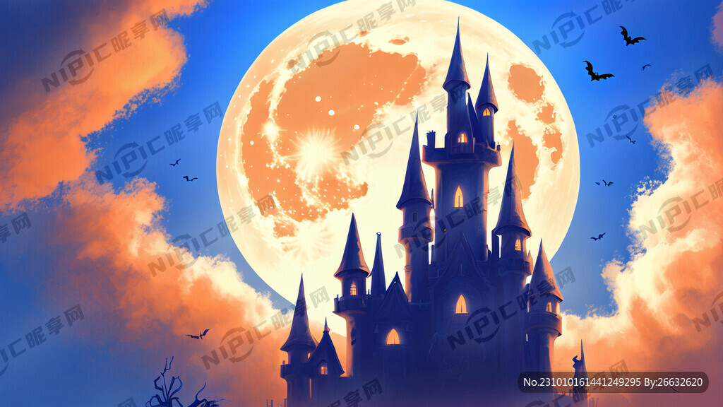 万圣节 魔法 城堡 月亮