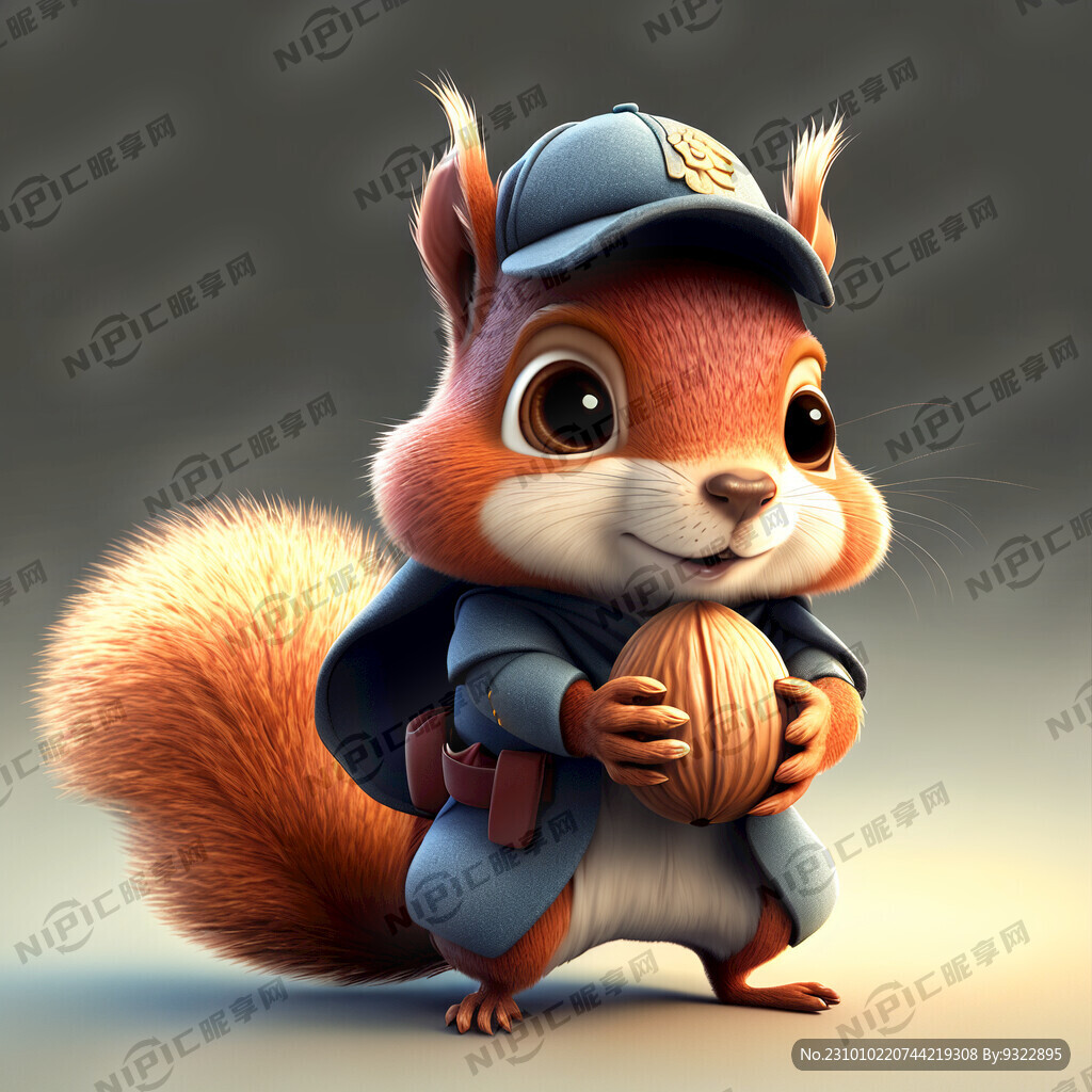 拿着坚果的古装松鼠大侠 拟人