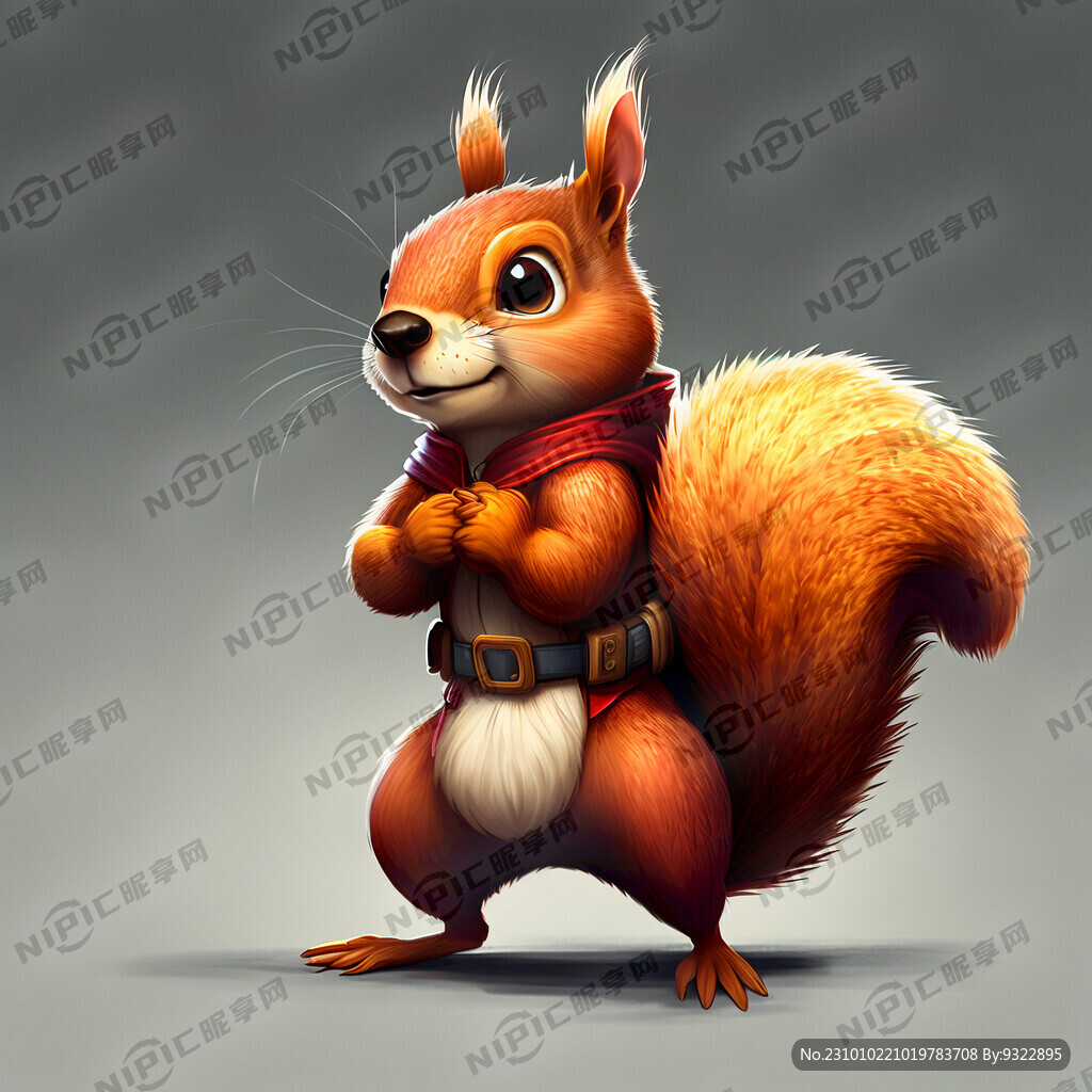 拟人松鼠大侠 卡通 手绘 全身