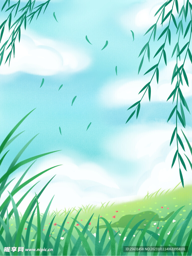 小清新柳树背景