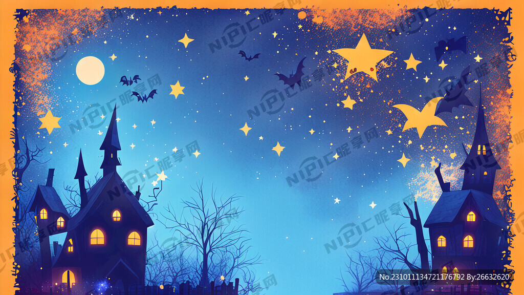 蓝色背景 星空 神秘 万圣节