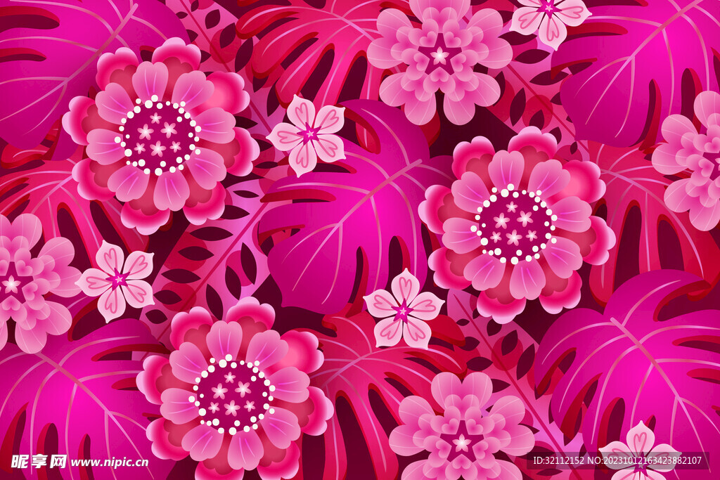 矢量红色花朵背景