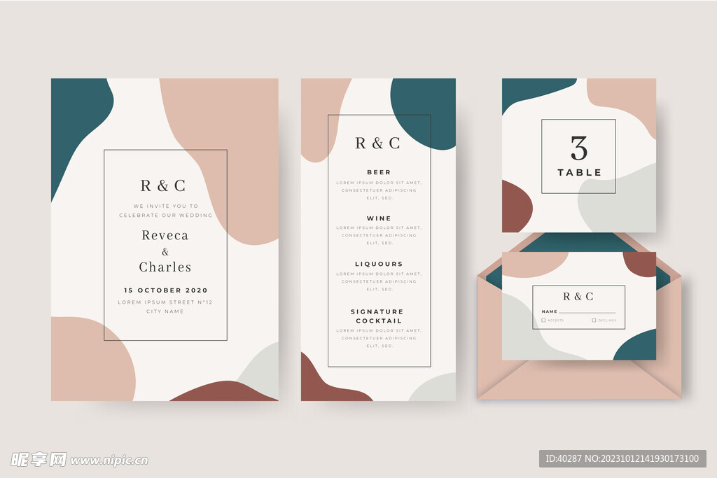 莫兰迪婚礼牌生日邀请函迎宾背景