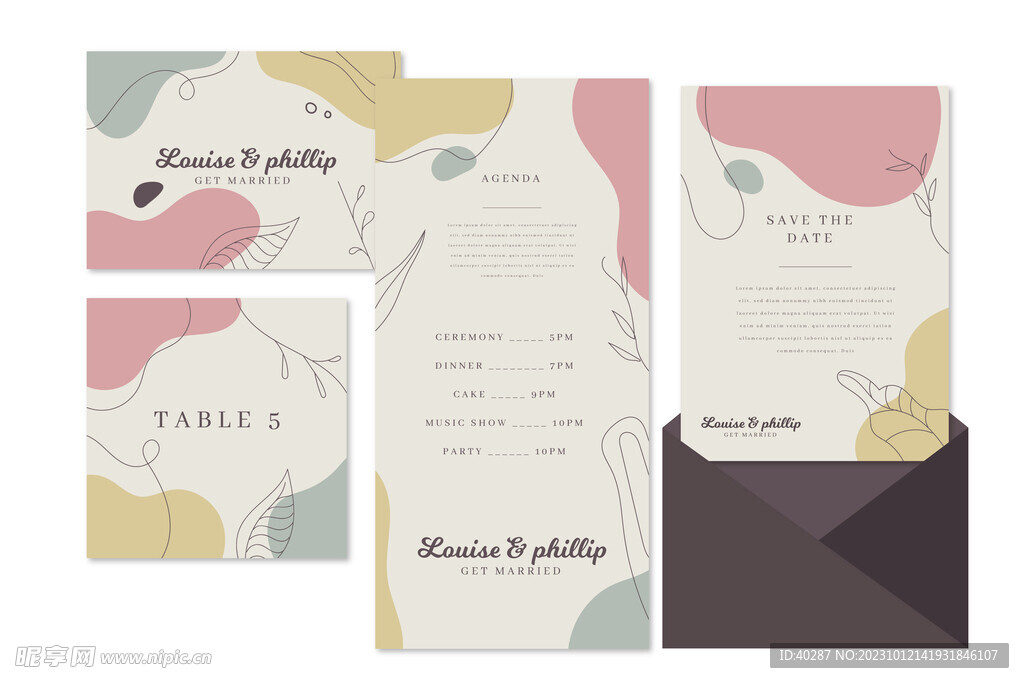 莫兰迪婚礼牌生日邀请函迎宾背景