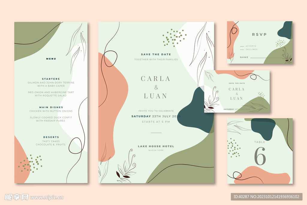 莫兰迪婚礼牌生日邀请函迎宾背景