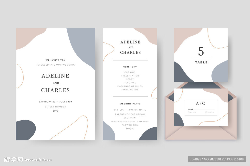 莫兰迪婚礼牌生日邀请函迎宾背景