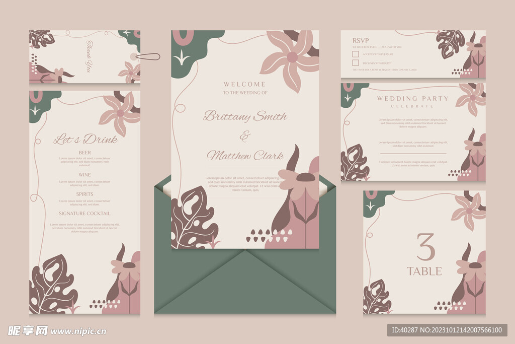 莫兰迪婚礼牌生日邀请函迎宾背景