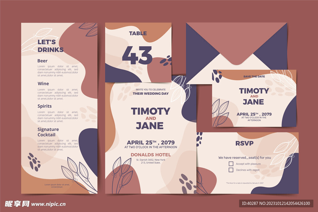 莫兰迪婚礼牌生日邀请函迎宾背景