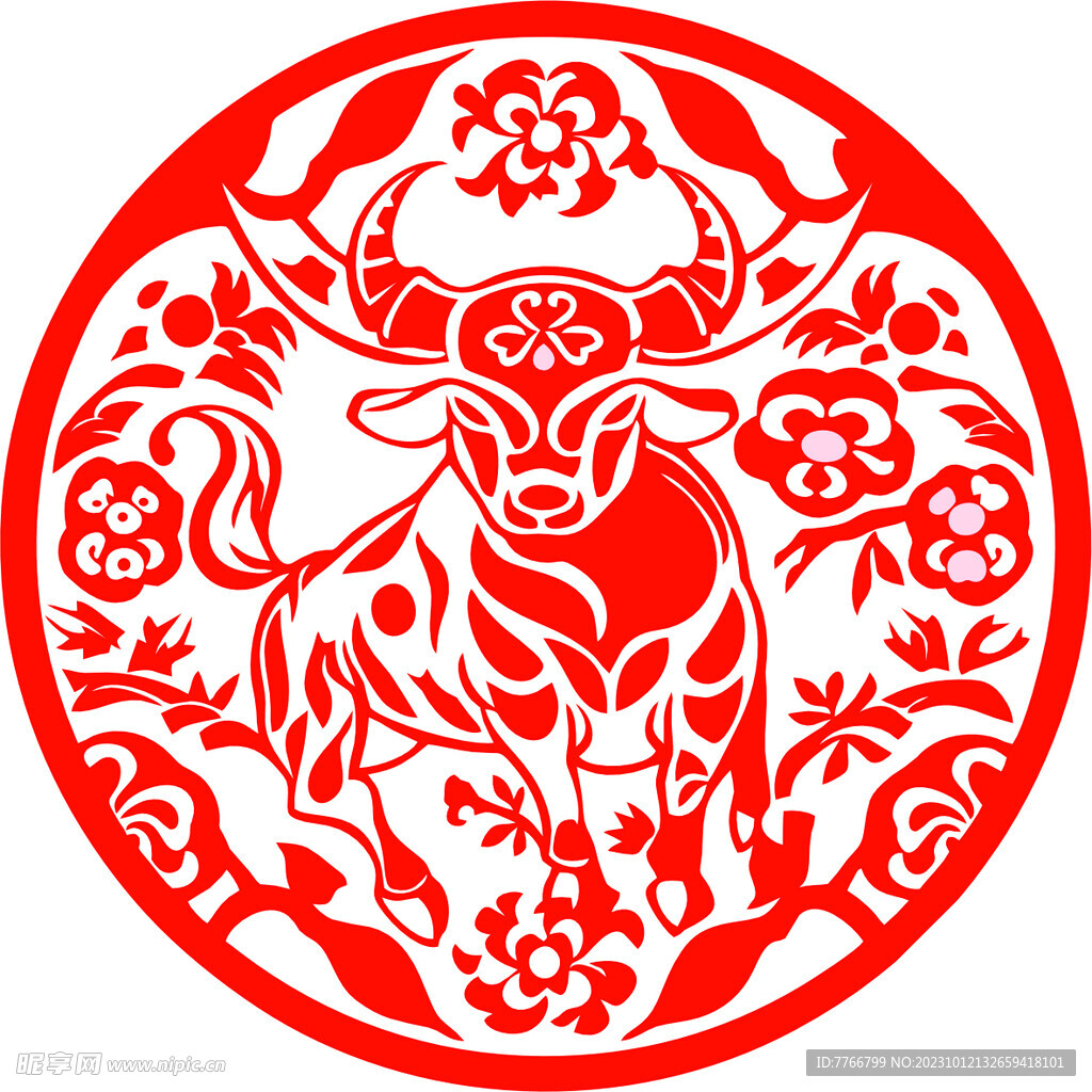 十二生肖剪纸 牛