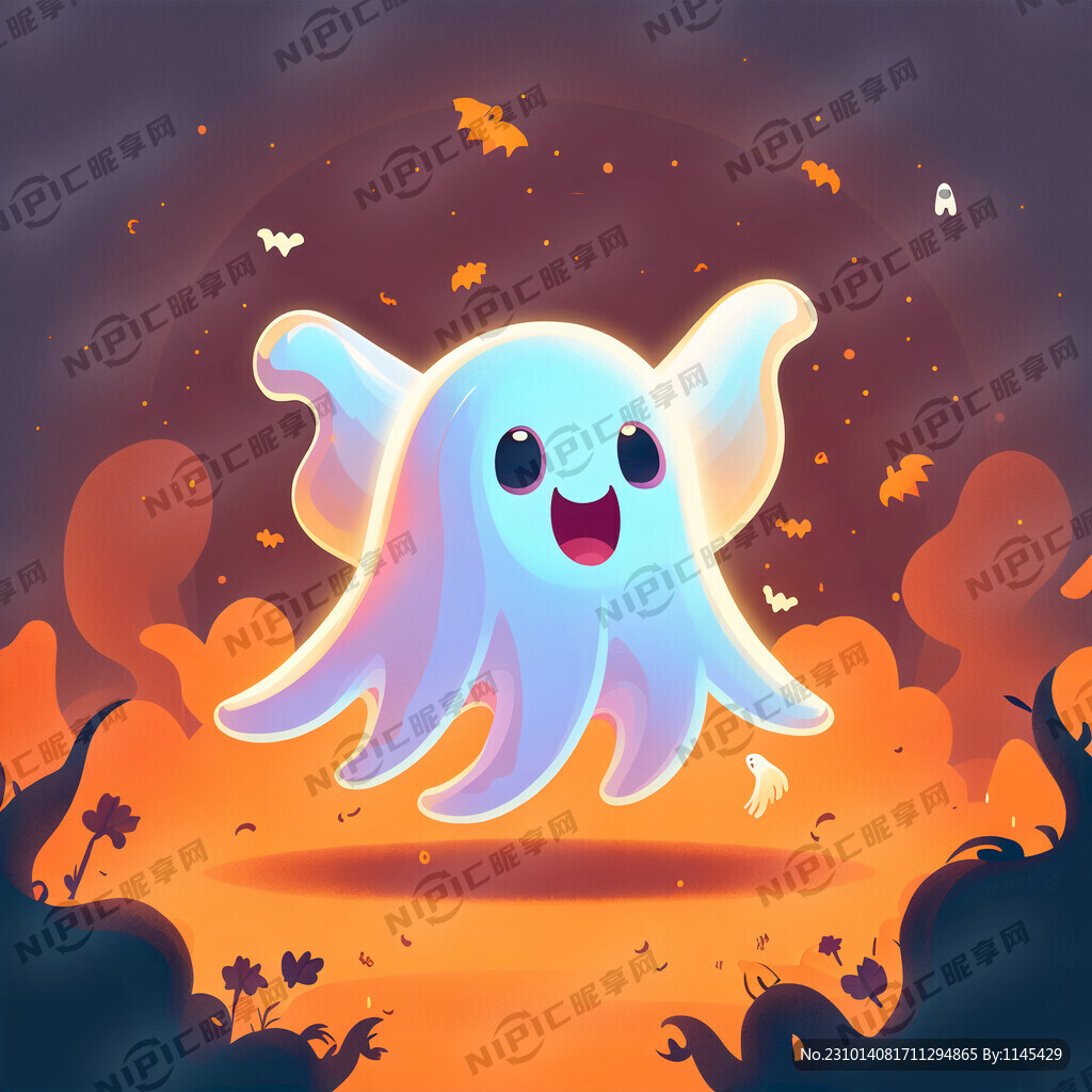 可爱 幽灵欢呼 高清 平面插画