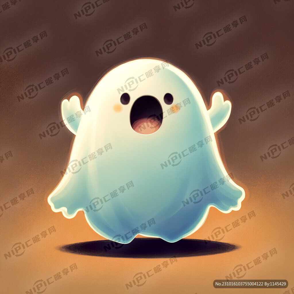 可爱 小幽灵 吓唬 二次元插画
