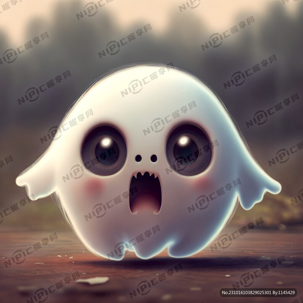 可爱 小幽灵 吓唬 二次元插画