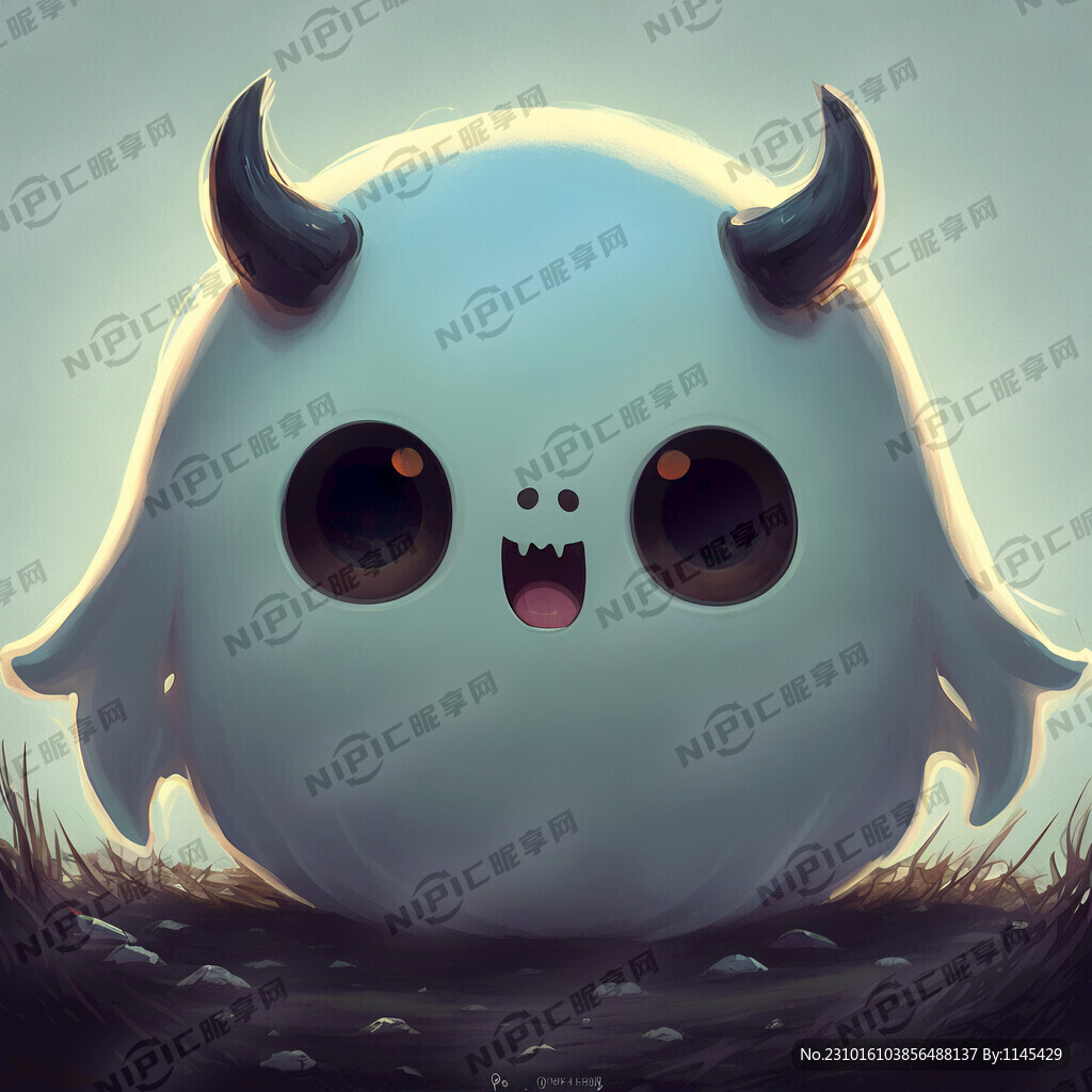 可爱 小幽灵 吓唬 二次元插画