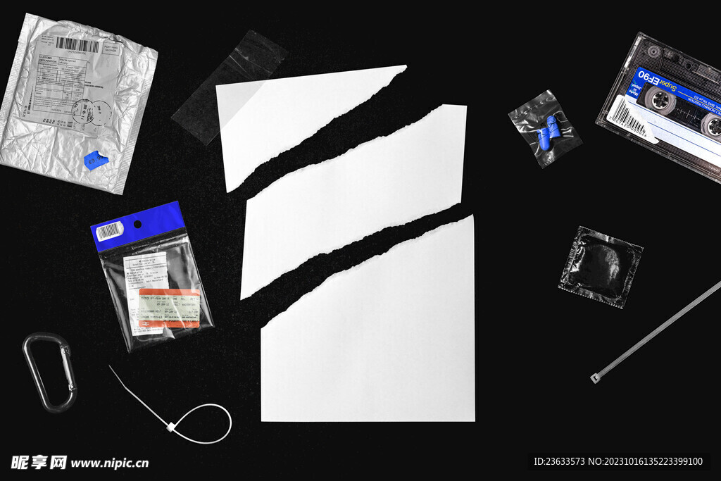 撕碎纸张塑料袋薄膜素材