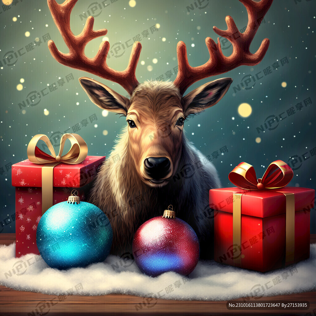 圣诞 温馨 礼品 彩球 驯鹿