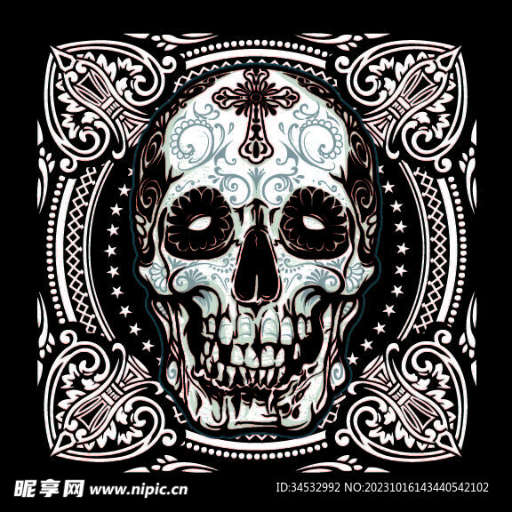 骷髅数码印花
