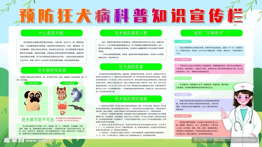 预防狂犬病科普知识宣传栏
