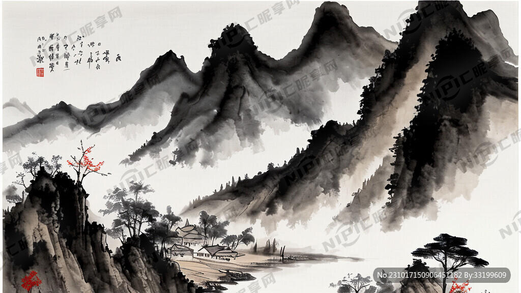 山谷 中国风 中国画 山水