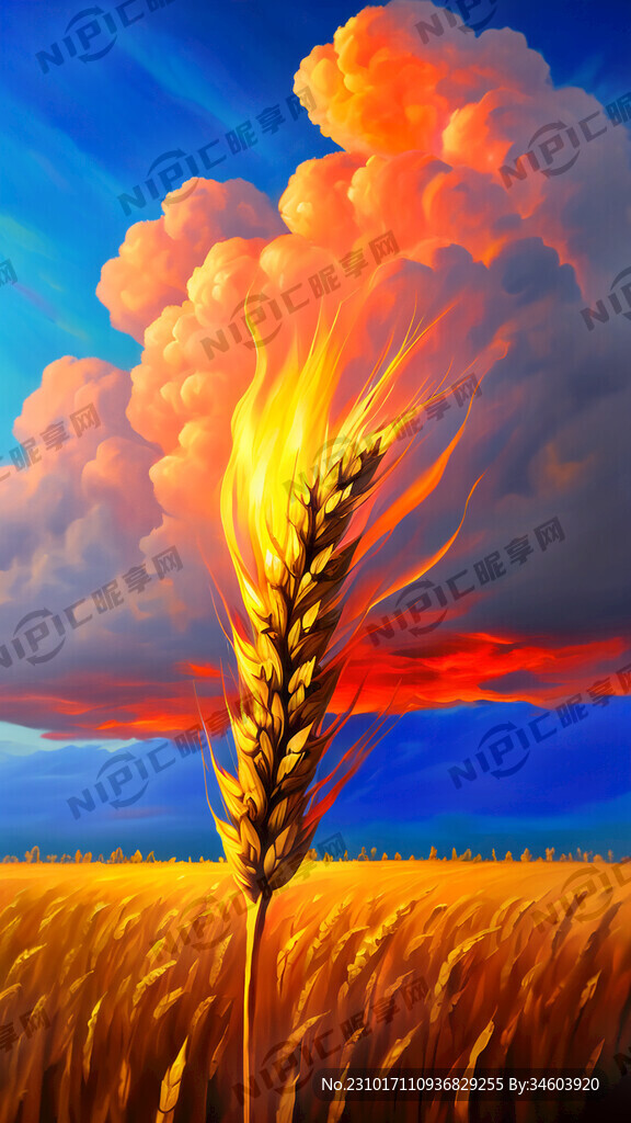 麦穗 油画 梦幻 二次元