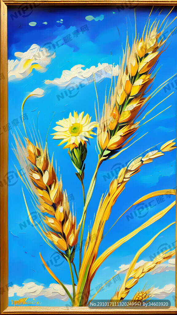 麦穗花束 油画 梦幻 不要人物