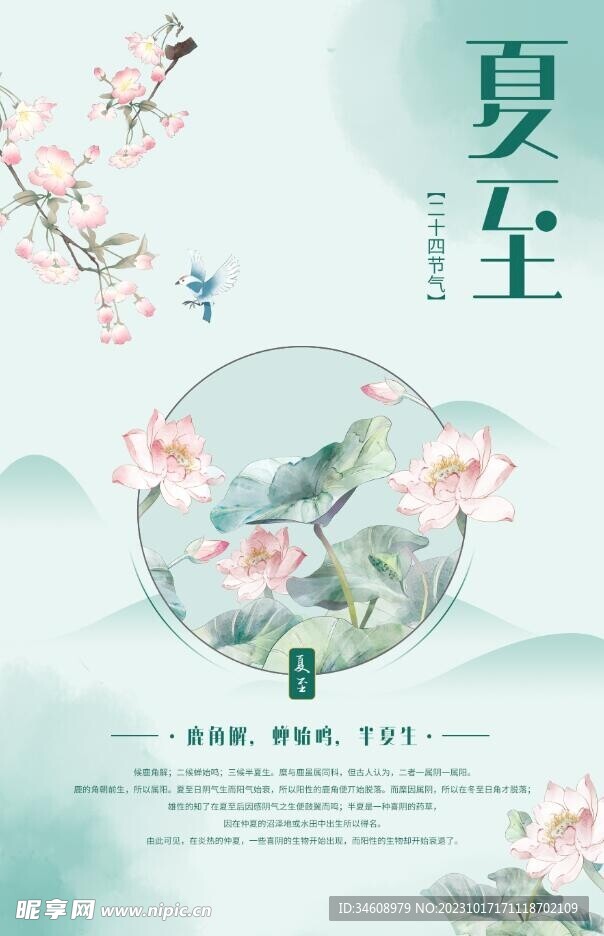 创意简约中国风夏至节气海报