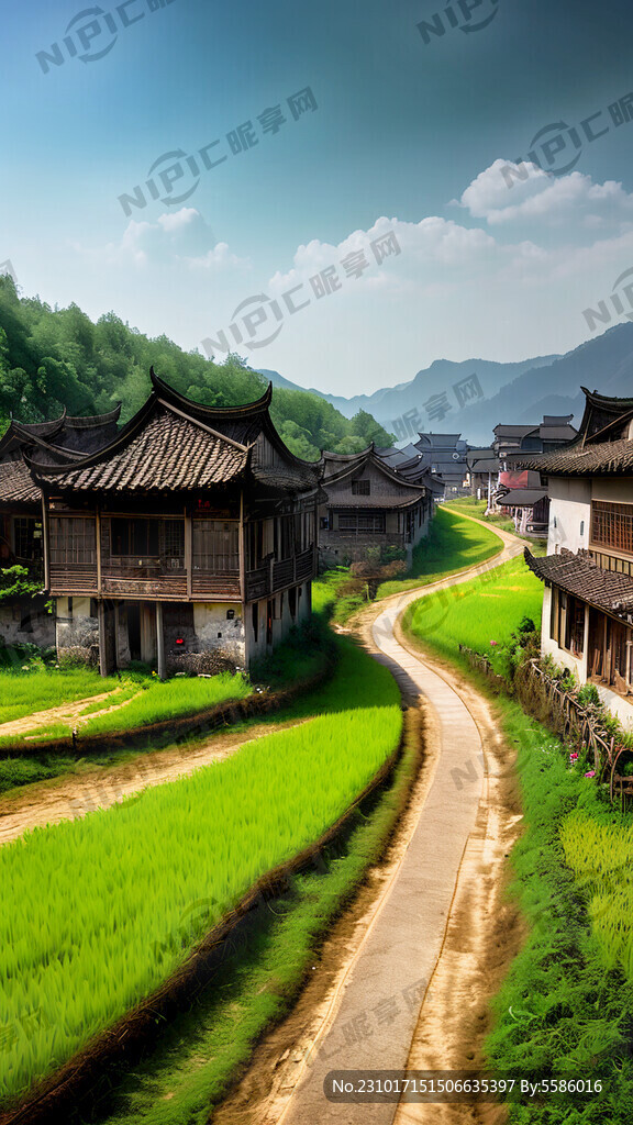 和谐号穿梭在美好乡村中