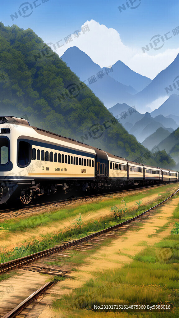 和谐号动车穿梭在美好乡村中