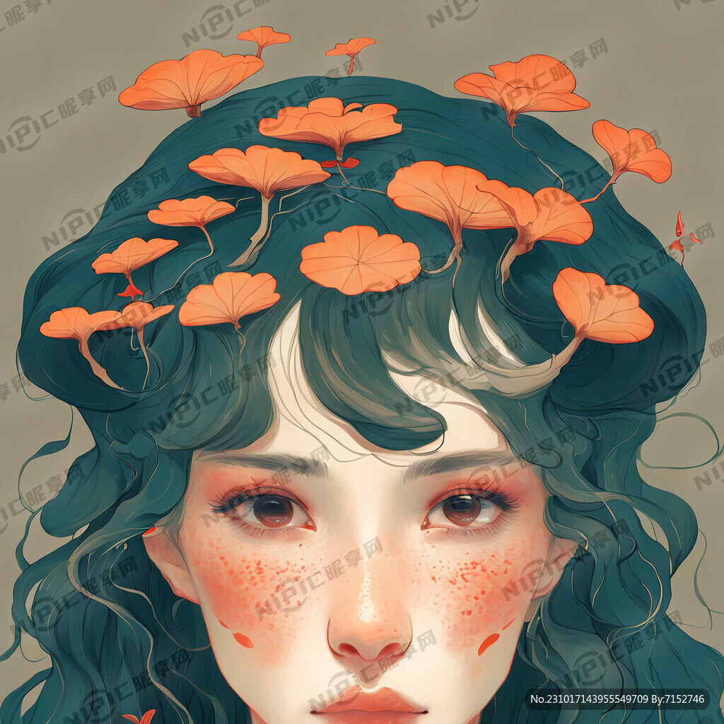 唯美风格插画灵芝