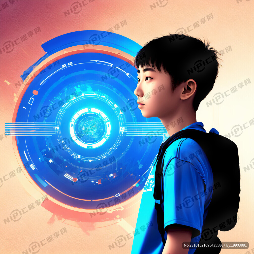 蓝色青少年科技背景