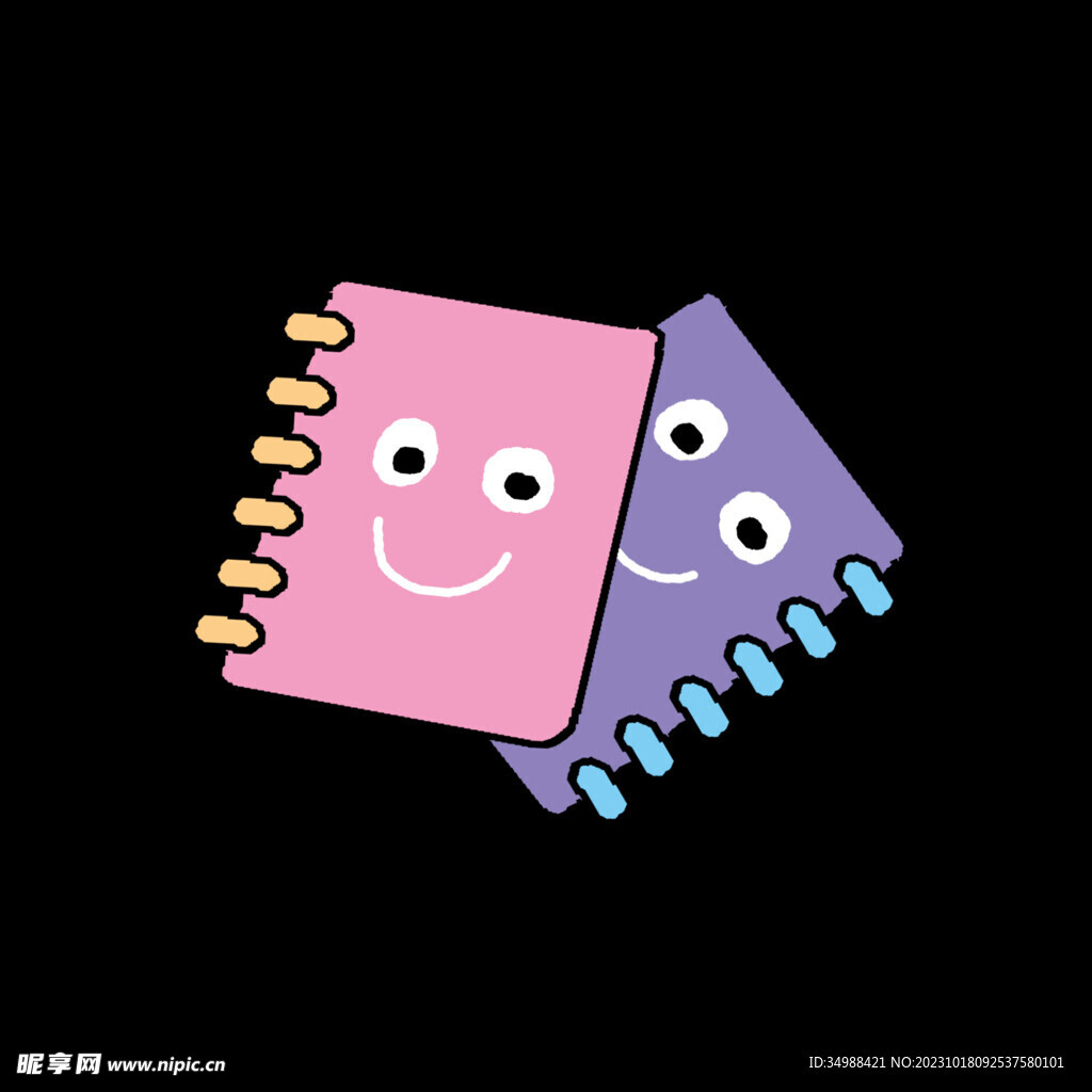 卡通可爱粉紫色笔记本扁平风插画