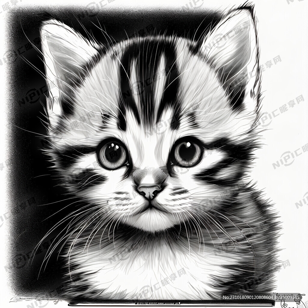 可爱的小猫咪 线稿