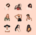 ins插画女性手绘 