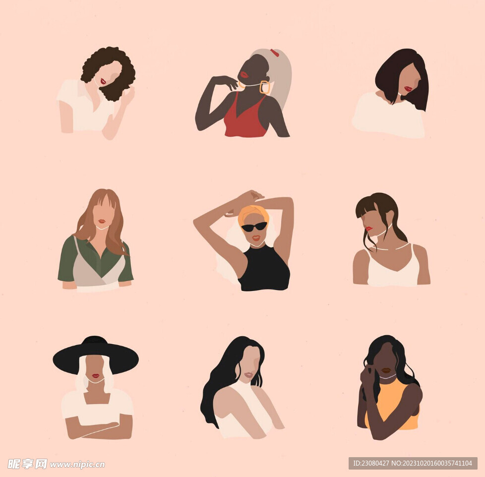 ins插画女性手绘 