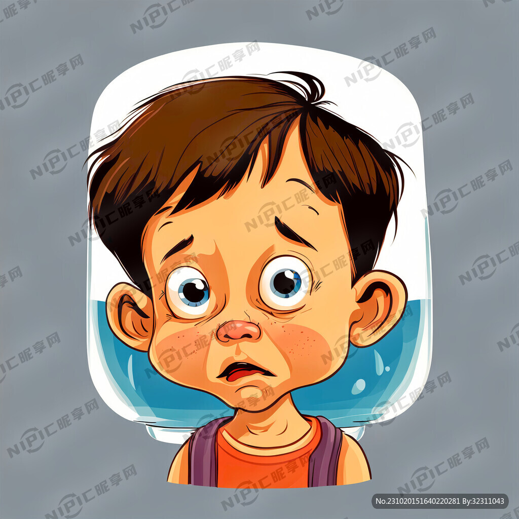 口渴的小孩 矢量 卡通 可爱