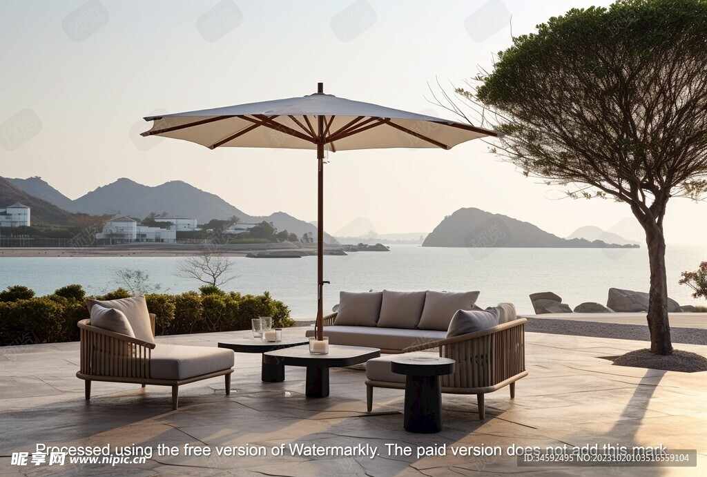 海边露台的休闲时光